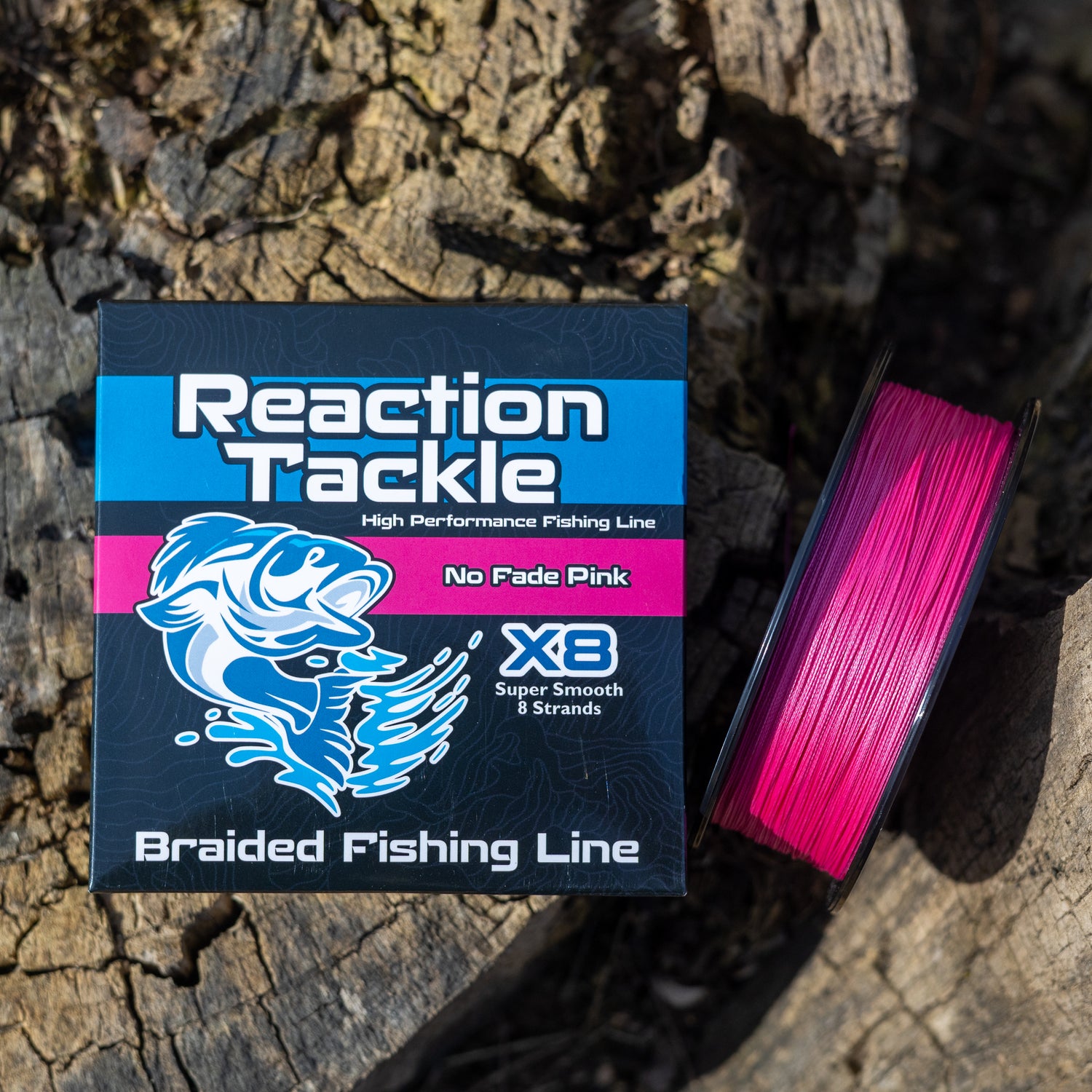 Reaction Tackle X8 Braided Fishing Line - NO FADE Pink 8 Strand - New Reaction Tackle X8 Braided Fishing Line - NO FADE Pink 8 Strand - New