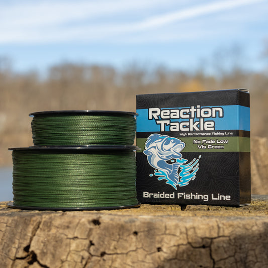 Reaction Tackle Braided Fishing Line - NO FADE Low-Vis Green