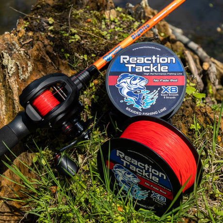 Reaction Tackle X8 Braided Fishing Line - NO FADE Red 8 Strand - NEW - Reaction Tackle