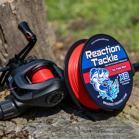 Reaction Tackle X8 Braided Fishing Line - NO FADE Red 8 Strand - NEW - Reaction Tackle
