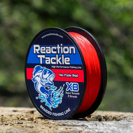 Reaction Tackle X8 Braided Fishing Line - NO FADE Red 8 Strand - NEW - Reaction Tackle