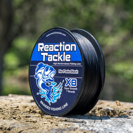 Reaction Tackle X8 Braided Fishing Line - NO FADE Black 8 Strand - NEW - Reaction Tackle
