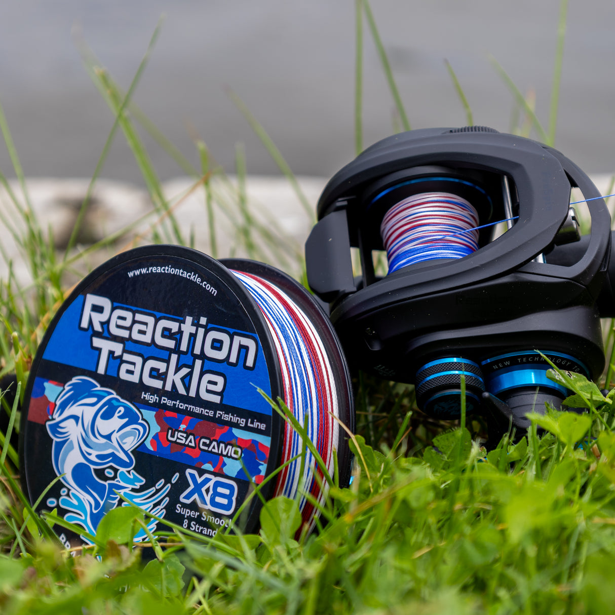 Reaction Tackle X8 Braided Fishing Line - USA Camo 8 Strand - NEW - Reaction Tackle