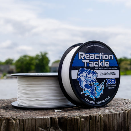 Reaction Tackle X8 Braided Fishing Line - NO FADE White 8 Strand - NEW - Reaction Tackle