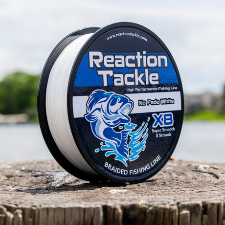 Reaction Tackle X8 Braided Fishing Line - NO FADE White 8 Strand - NEW - Reaction Tackle
