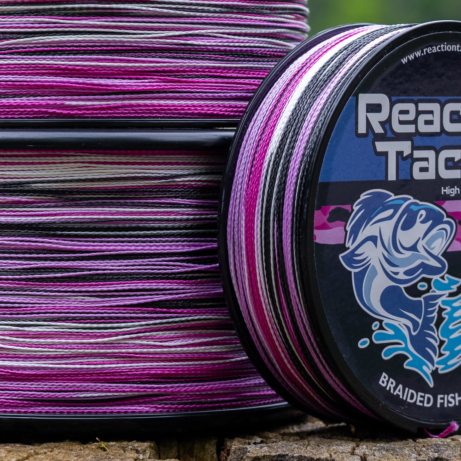 Reaction Tackle Braided Fishing Line - Pink Camo - 50lb / 1500yds Reaction Tackle Braided Fishing Line - Pink Camo - 50lb / 1500yds