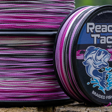 Reaction Tackle Braided Fishing Line - Pink Camo - NEW - Reaction Tackle