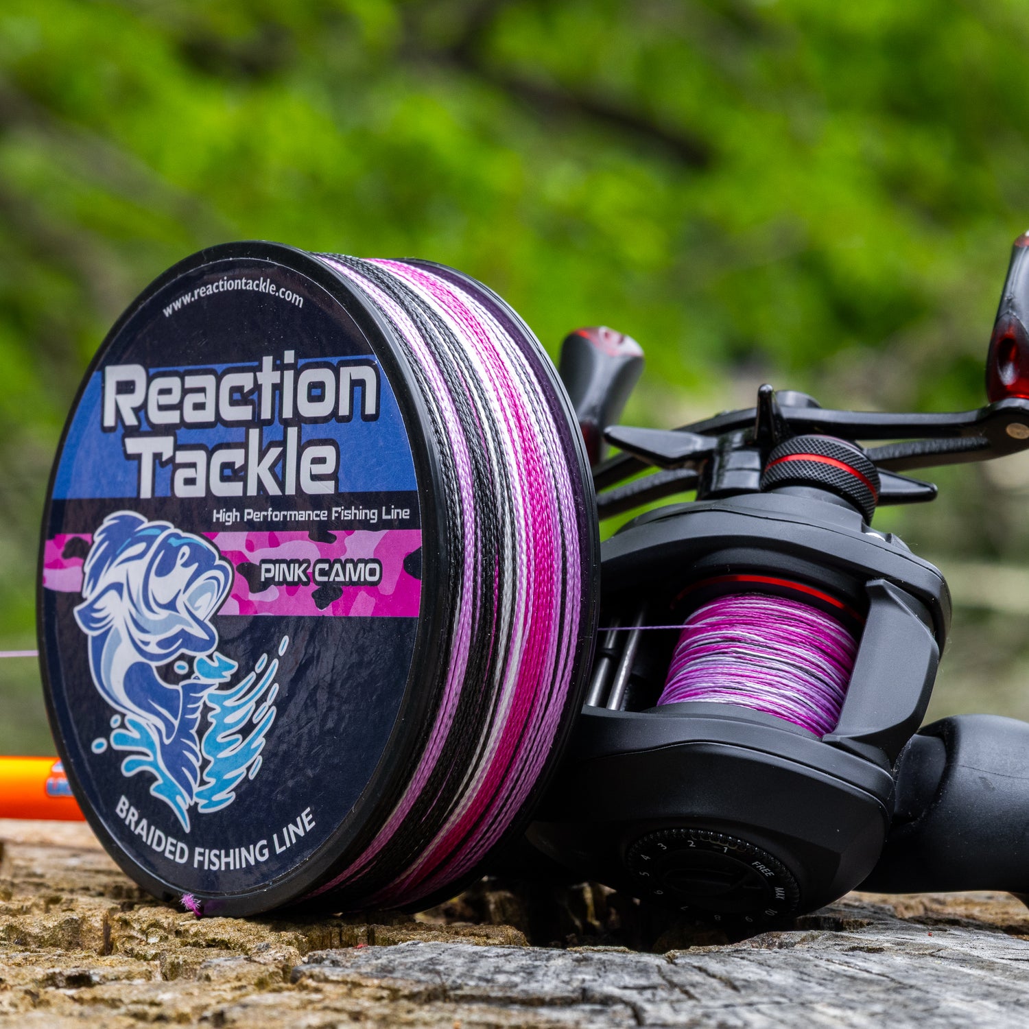 Reaction Tackle Braided Fishing Line - Pink Camo