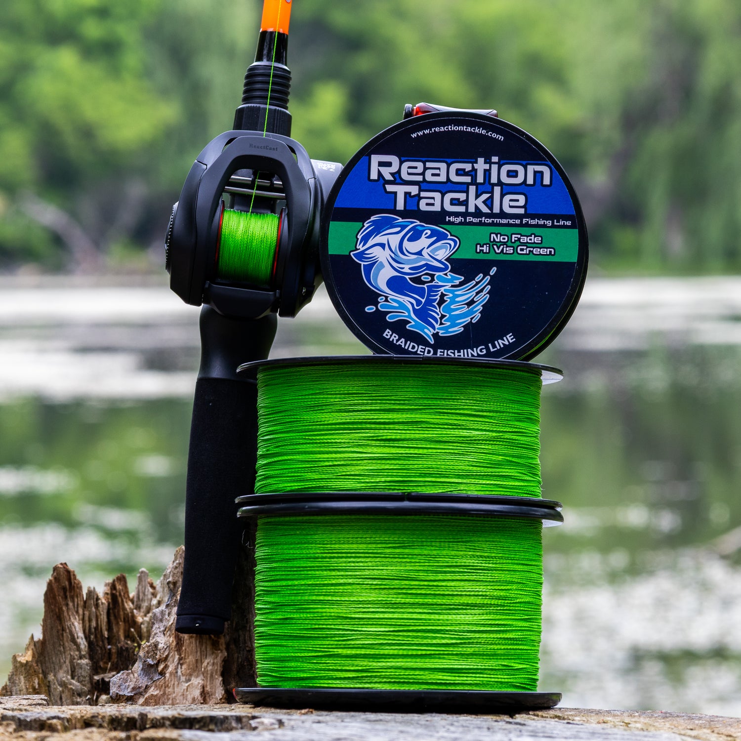 Reaction Tackle Braided Fishing Line - NO FADE Hi Vis Green Reaction Tackle Braided Fishing Line - NO FADE Hi Vis Green