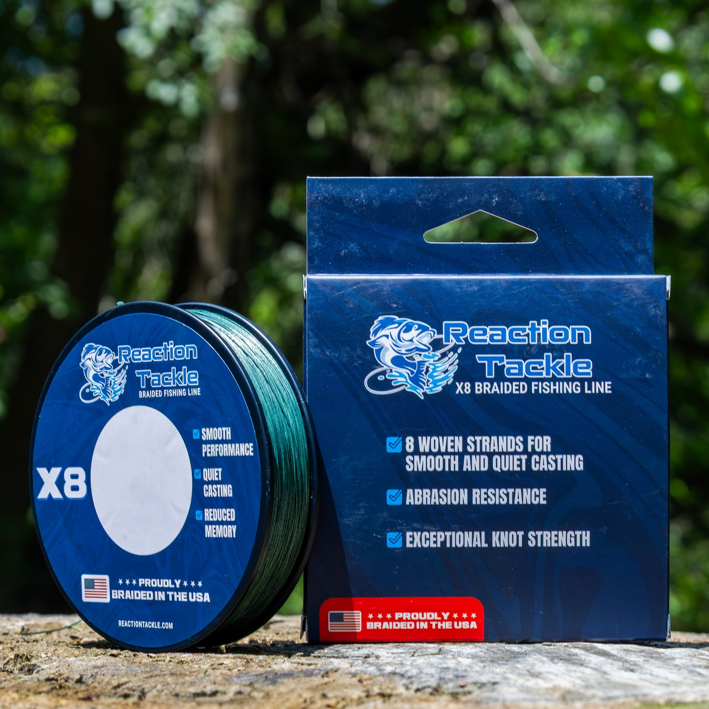 Reaction Tackle BRAIDED IN THE USA Fishing Line- 8X- NEW - Reaction Tackle