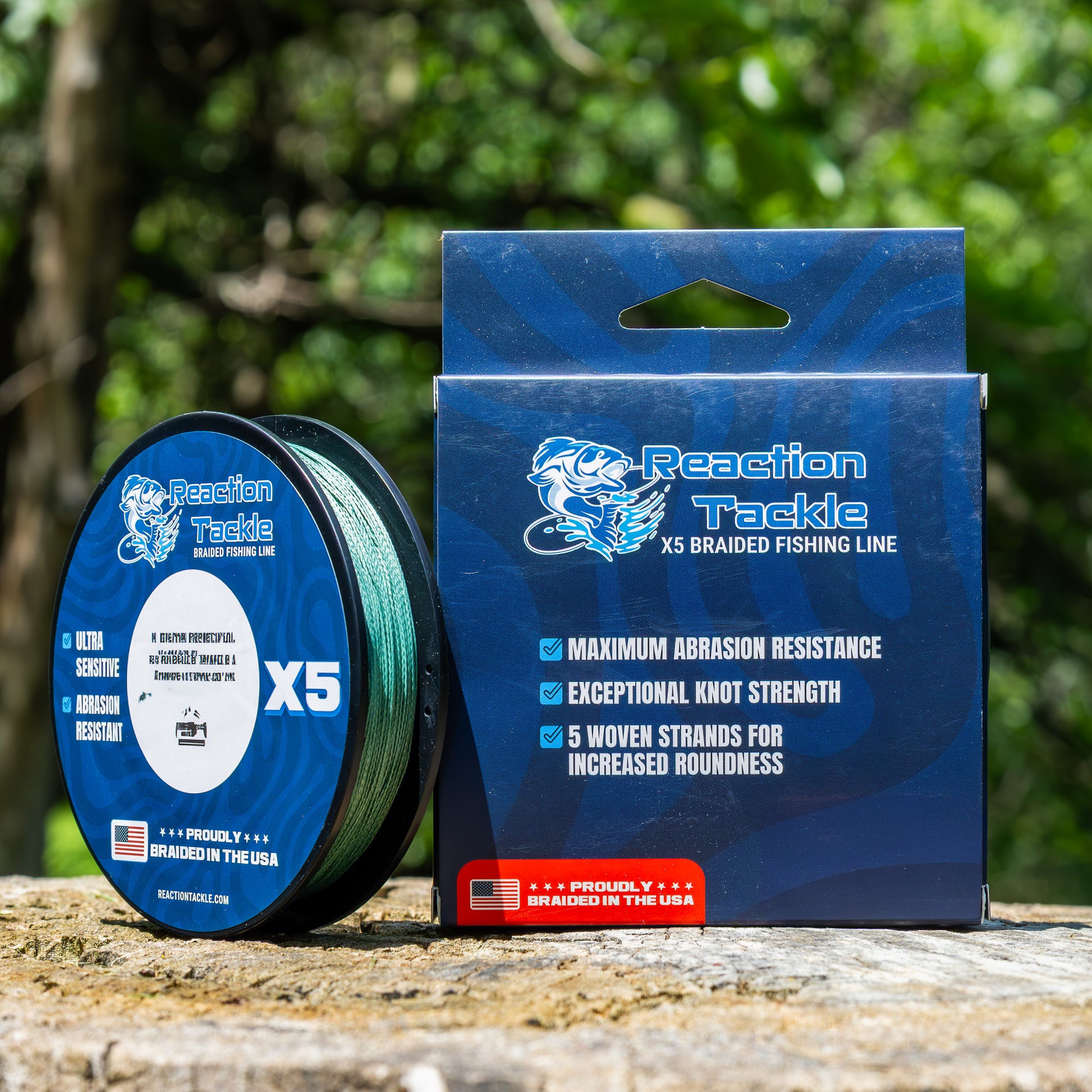 Reaction Tackle BRAIDED IN THE USA Fishing Line- 5X- NEW - Reaction Tackle