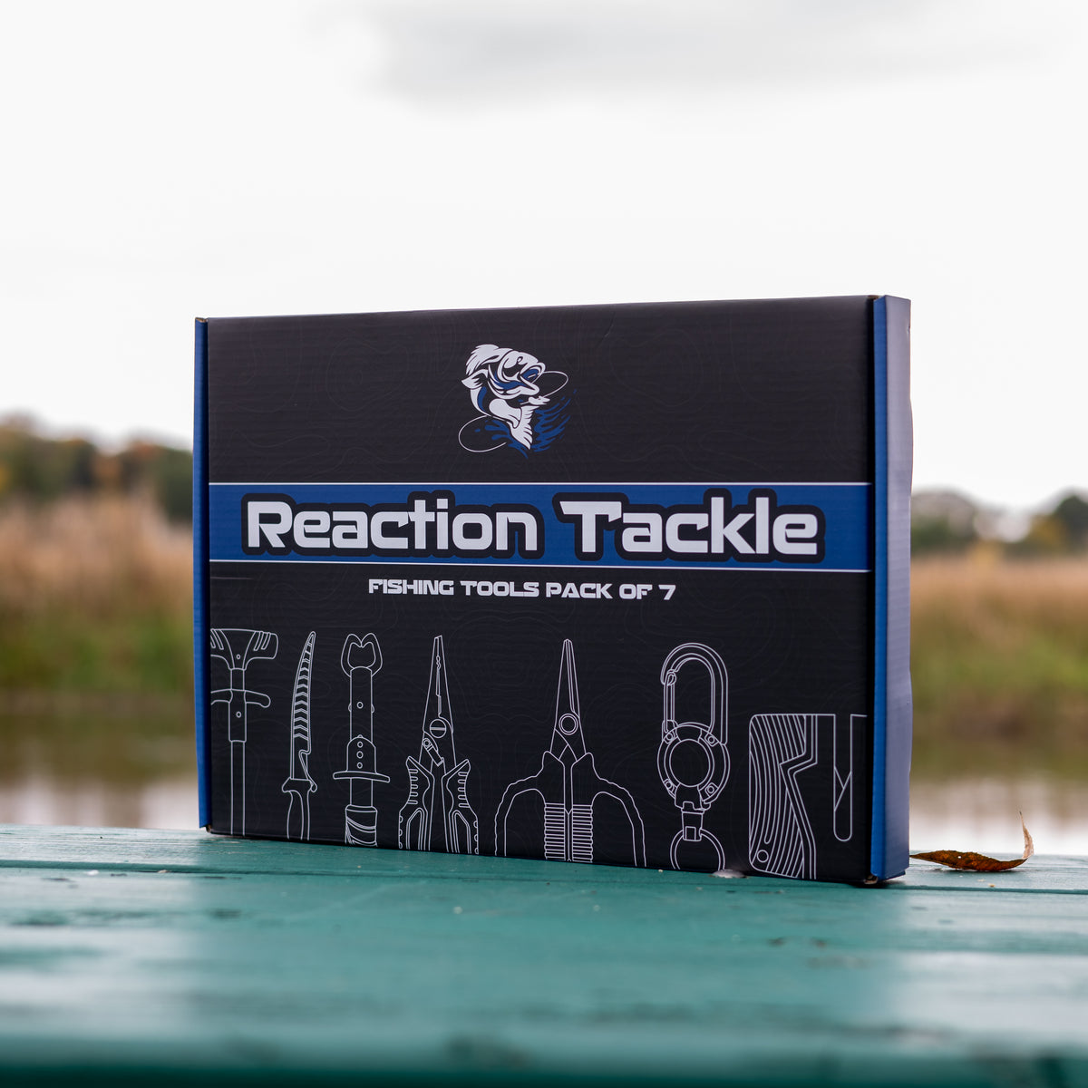 Reaction Tackle 7-teiliges Angelwerkzeug-Set mit Filetiermesser und Schärfer – NEU