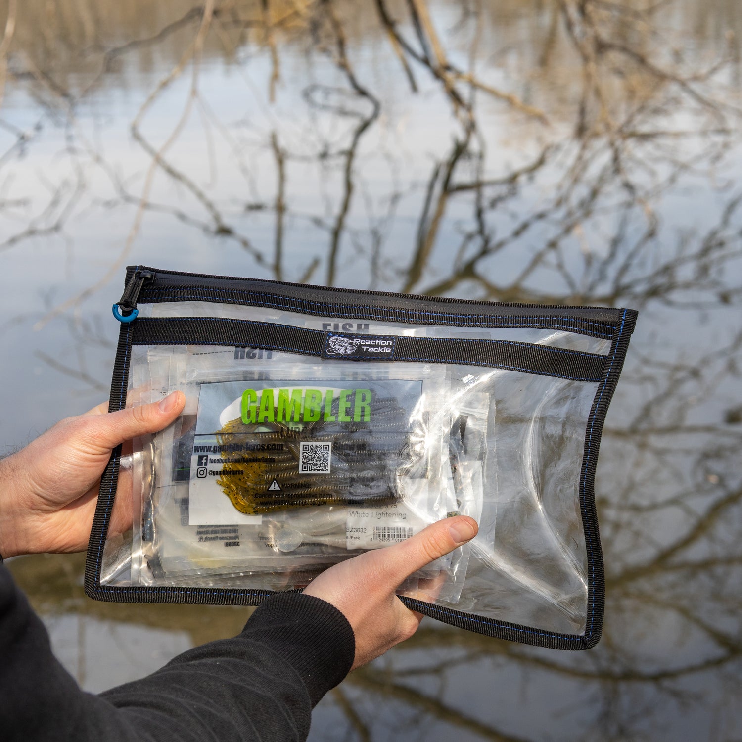 Reaction Tackle Clear Storage Bag Tackle Pak - Water-Resistant Plastic Storage - Small