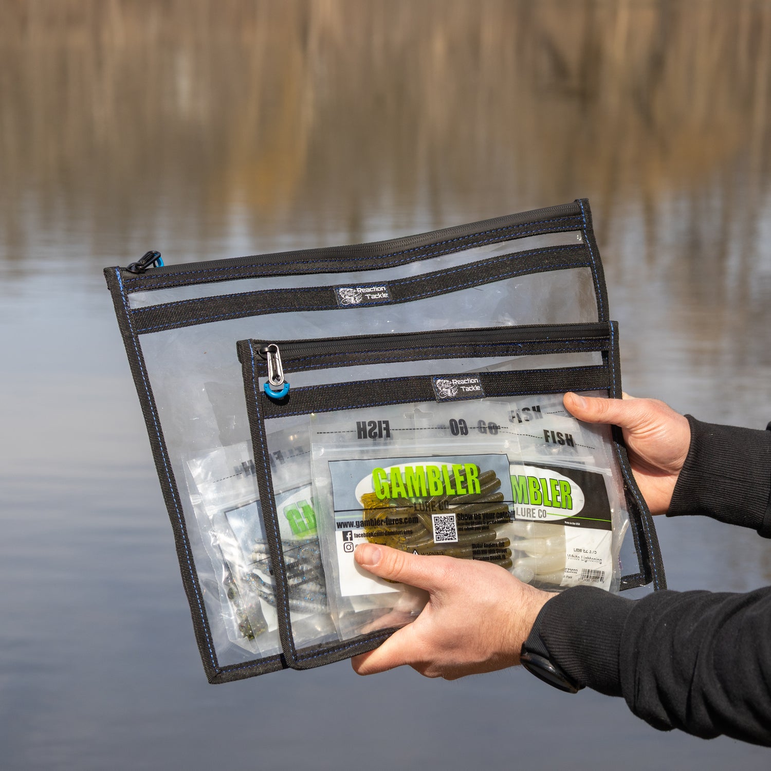Reaction Tackle Clear Storage Bag Tackle Pak - Water-Resistant Plastic Storage Small