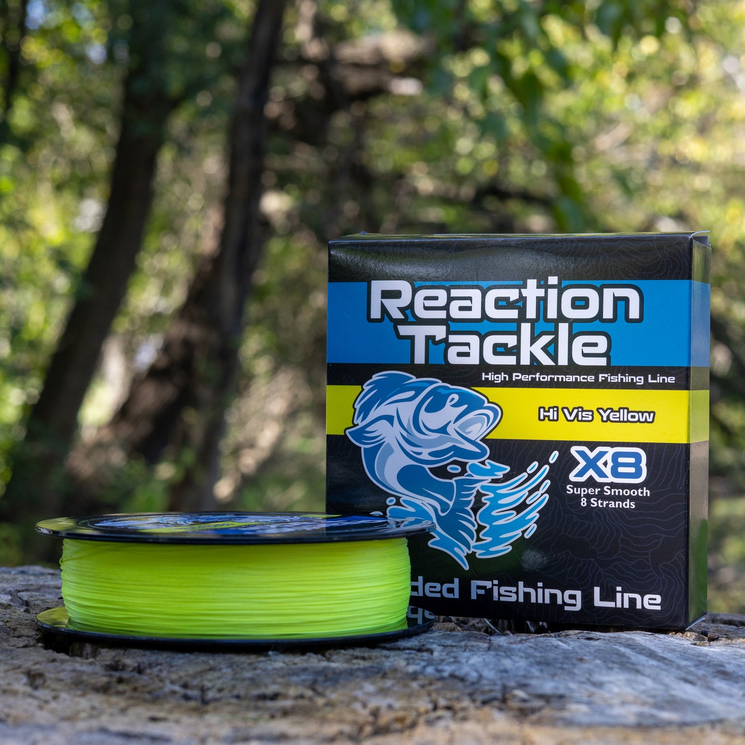 reaction tackle high performance braided fishing line Reaction Tackle X8 Braided Fishing Line - Hi Vis Yellow 8 Strand