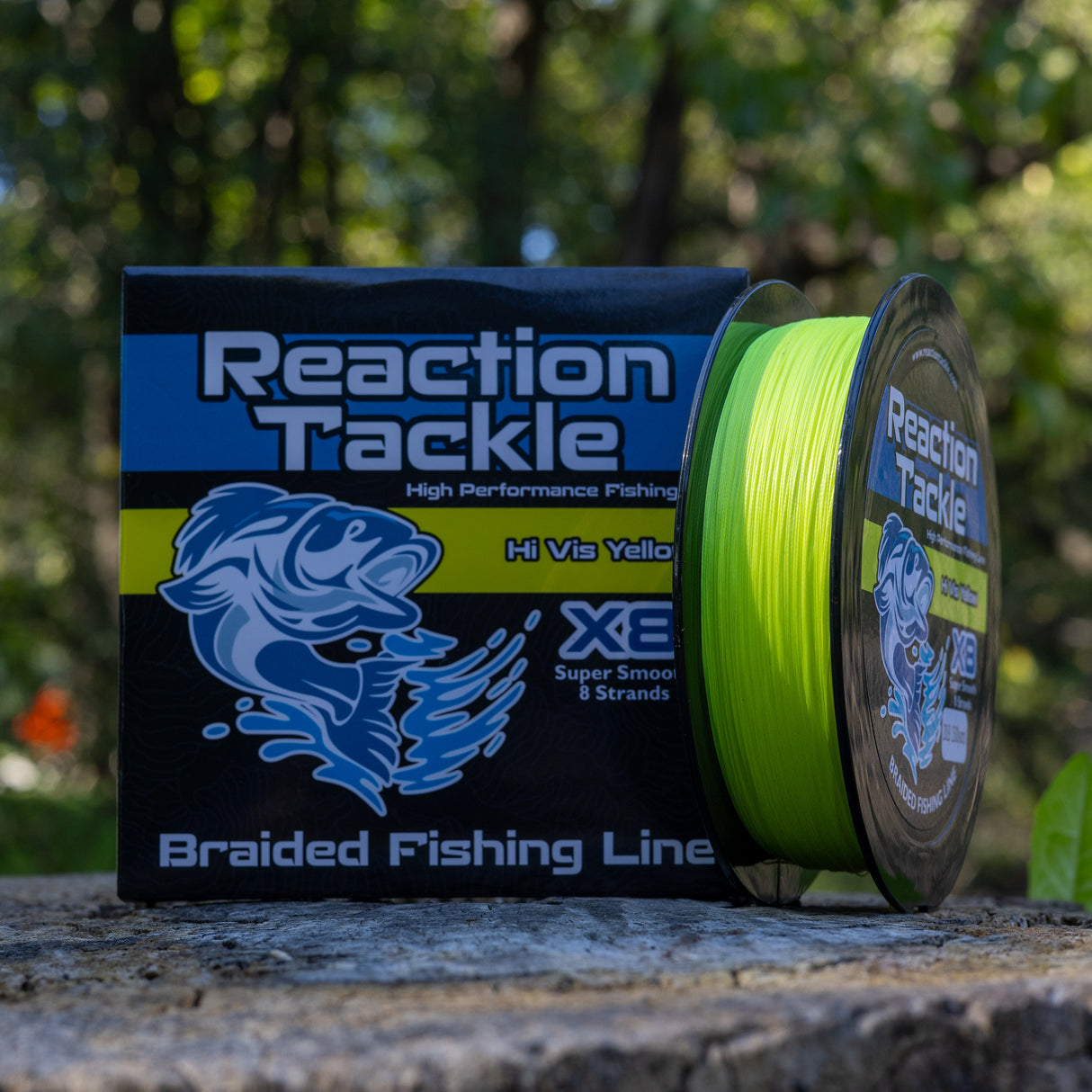 Reaction Tackle X8 Braided Fishing Line - Hi Vis Yellow 8 Strand - Reaction Tackle