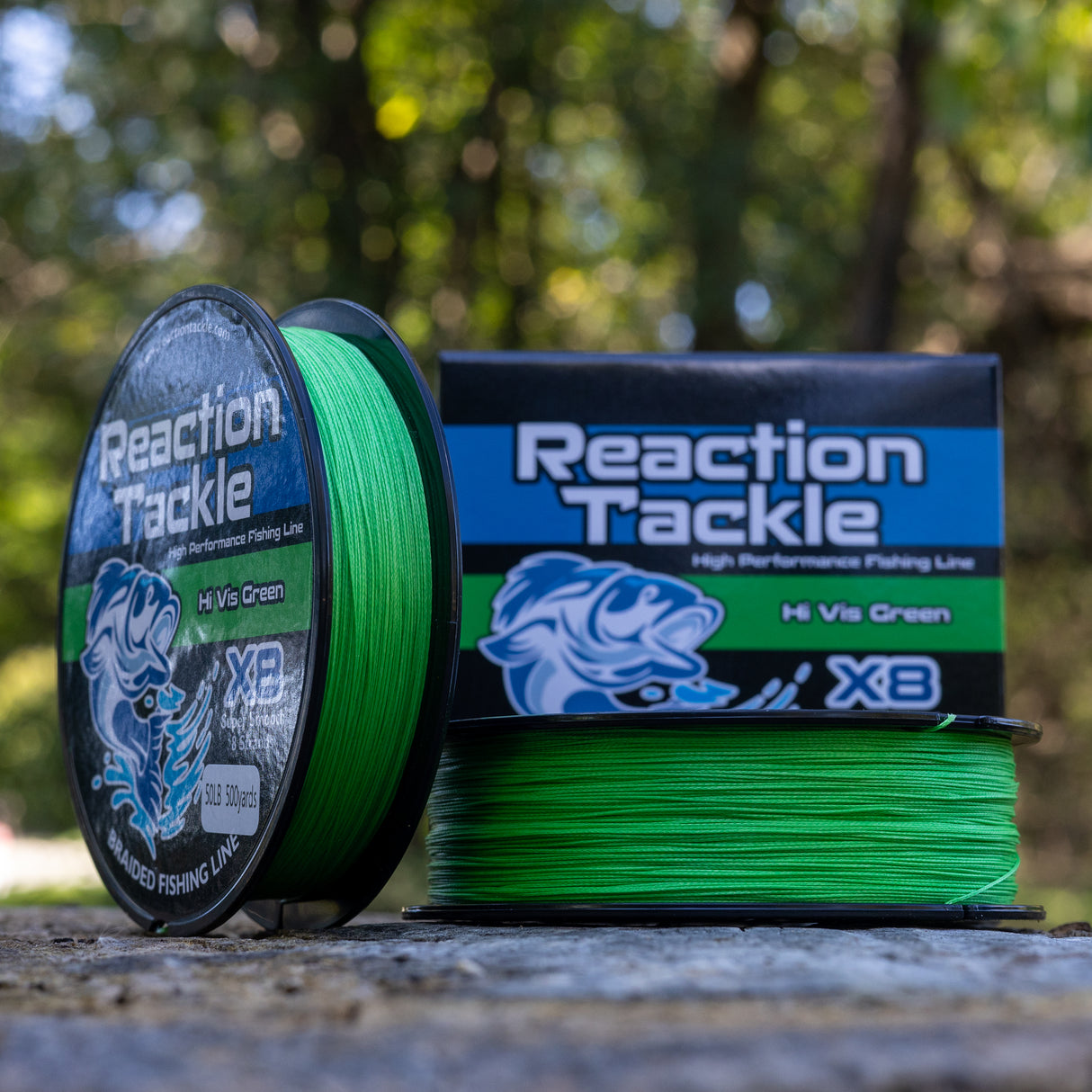 Reaction Tackle X8 Braided Fishing Line - Hi Vis Green 8 Strand - Reaction Tackle