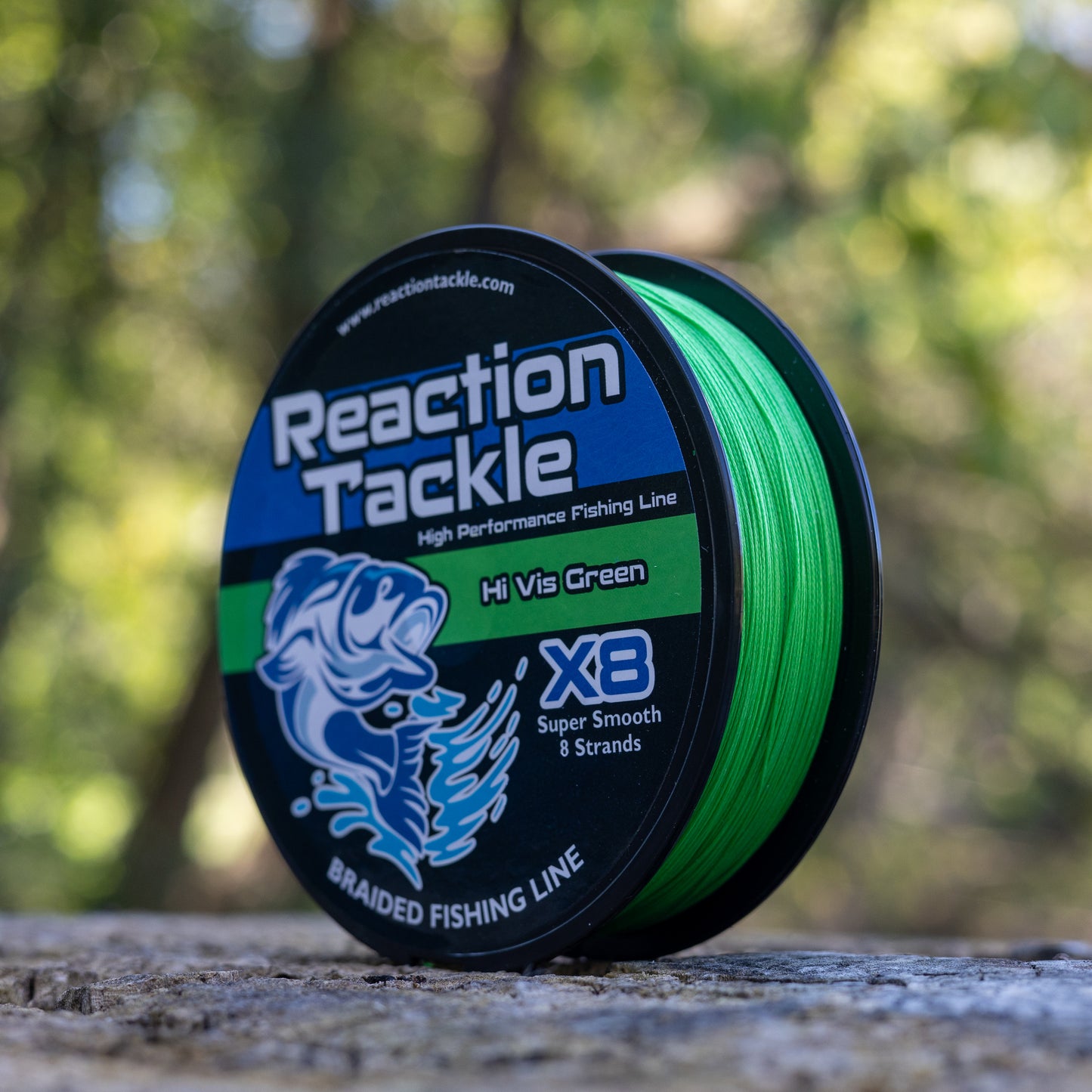 Reaction Tackle X8 Braided Fishing Line - Hi Vis Green 8 Strand