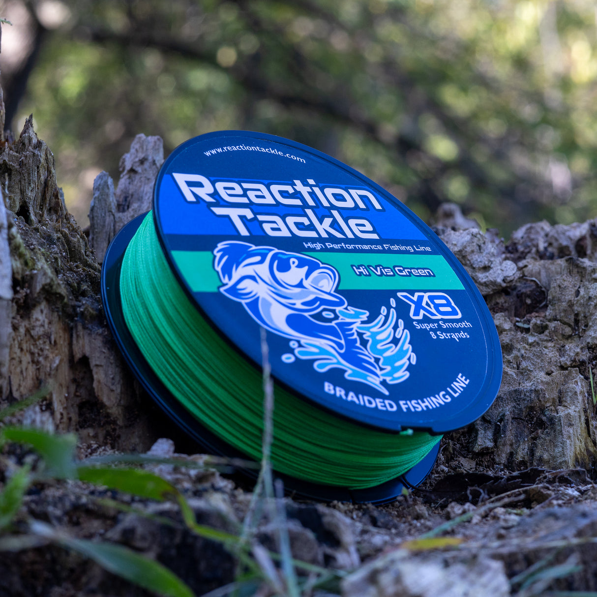 Reaction Tackle X8 Braided Fishing Line - Hi Vis Green 8 Strand - Reaction Tackle