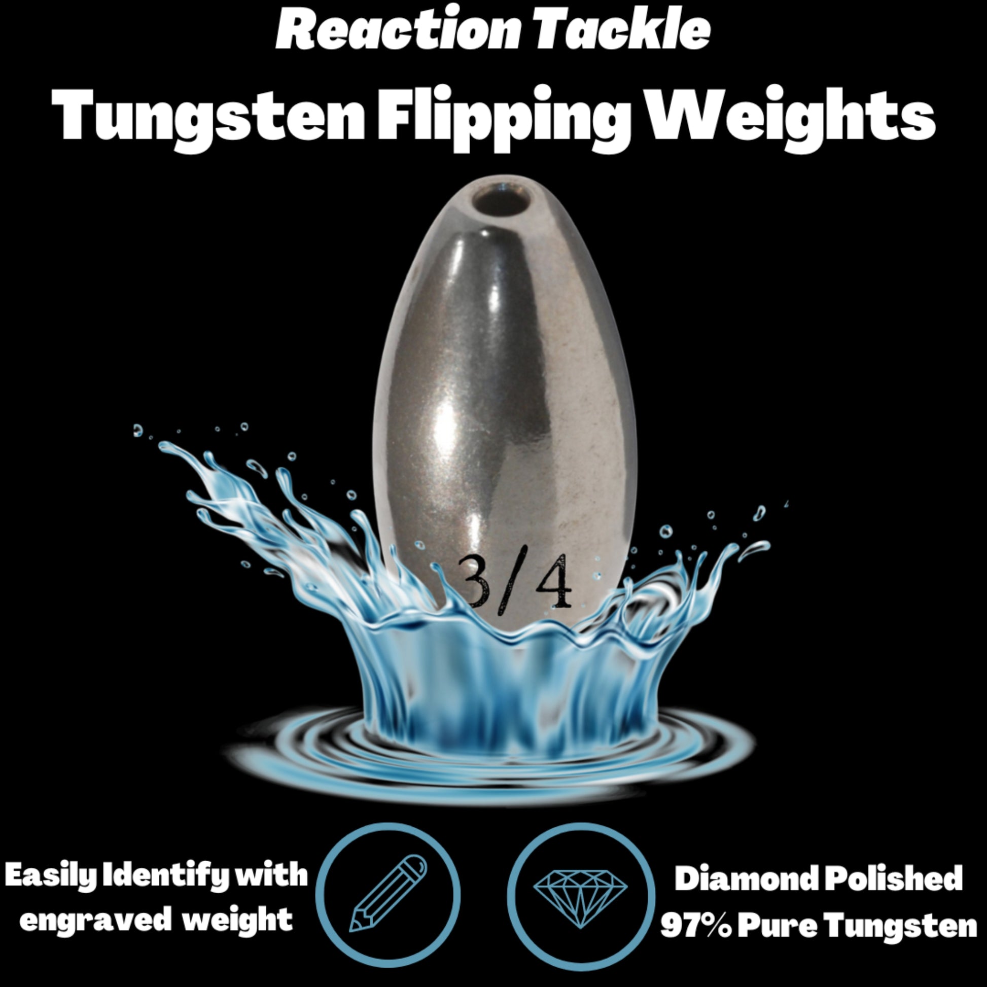 Reaction Tackle Tungsten Flipping Weights Sinkers - 3/8 Green Pumpkin