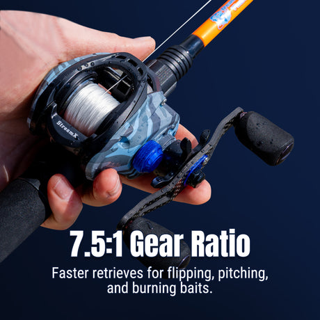 Reaction Tackle Baitcasting Fishing Reel- StreamX Edition- 7.5:1 gear ratio - NEW - Reaction Tackle