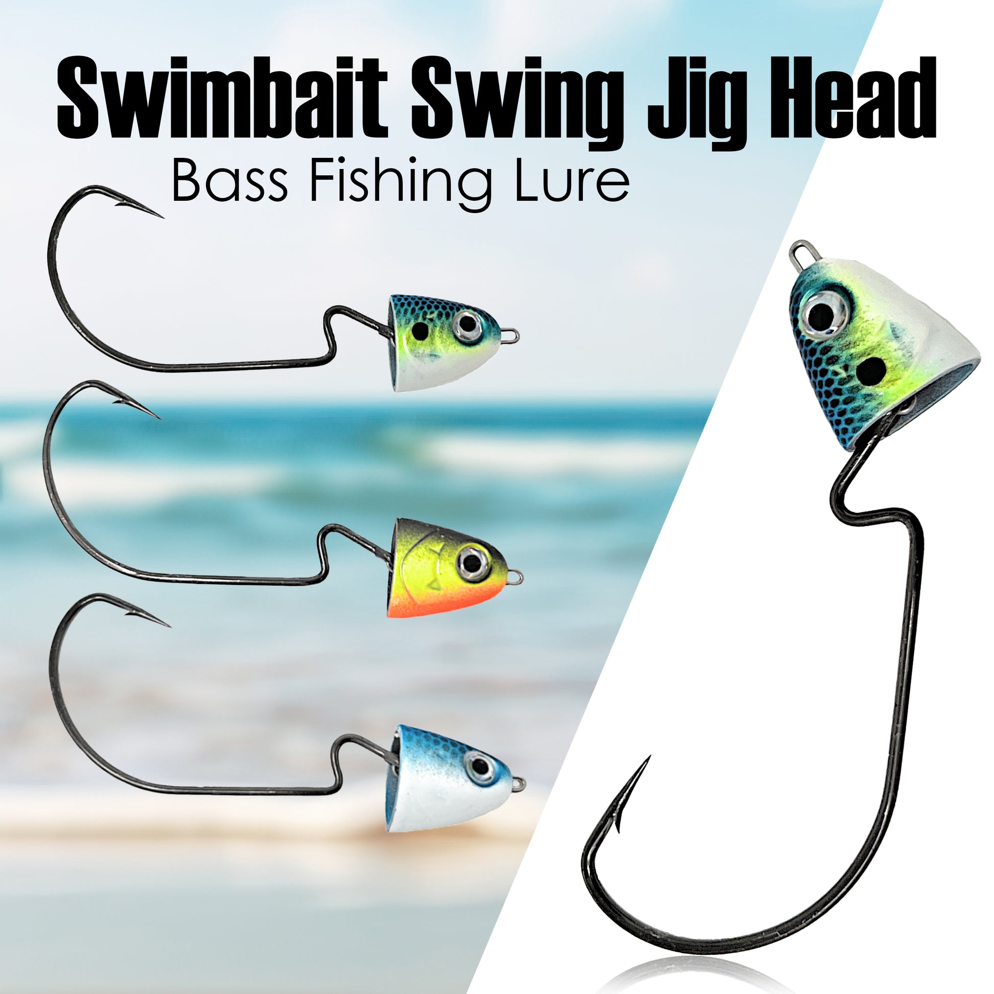 Reaction Tackle Tungsten Swim Jig for Bass Fishing - 1/2 oz Black