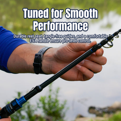 Reaction Tackle Telescopic Spinning Rod – Carbon Travel Fishing Rod – Collapsible Rod for Freshwater and Saltwater - NEW - Reaction Tackle