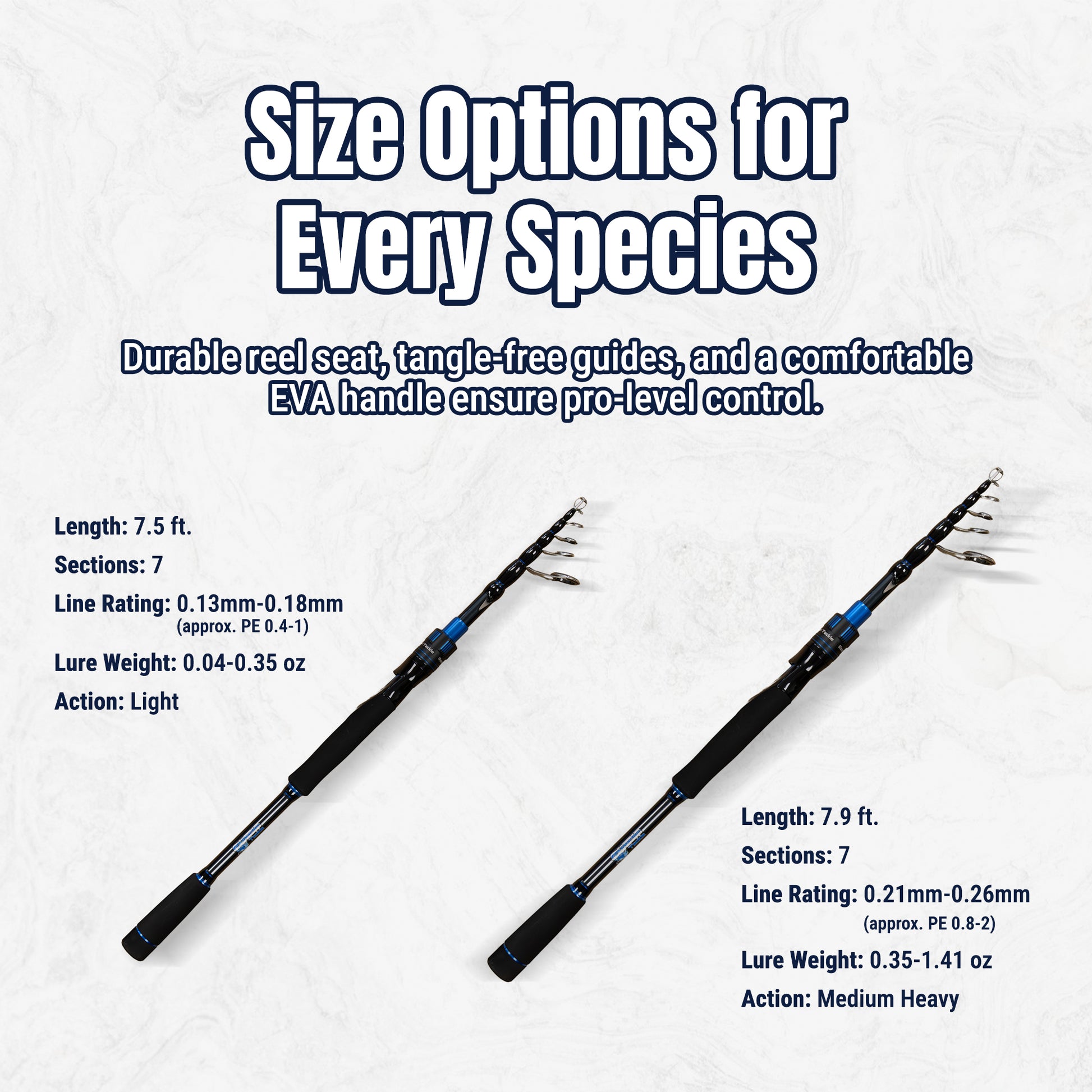 Reaction Tackle Telescopic Spinning Rod – Carbon Travel Fishing Rod – Collapsible Rod for Freshwater and Saltwater - NEW - Reaction Tackle