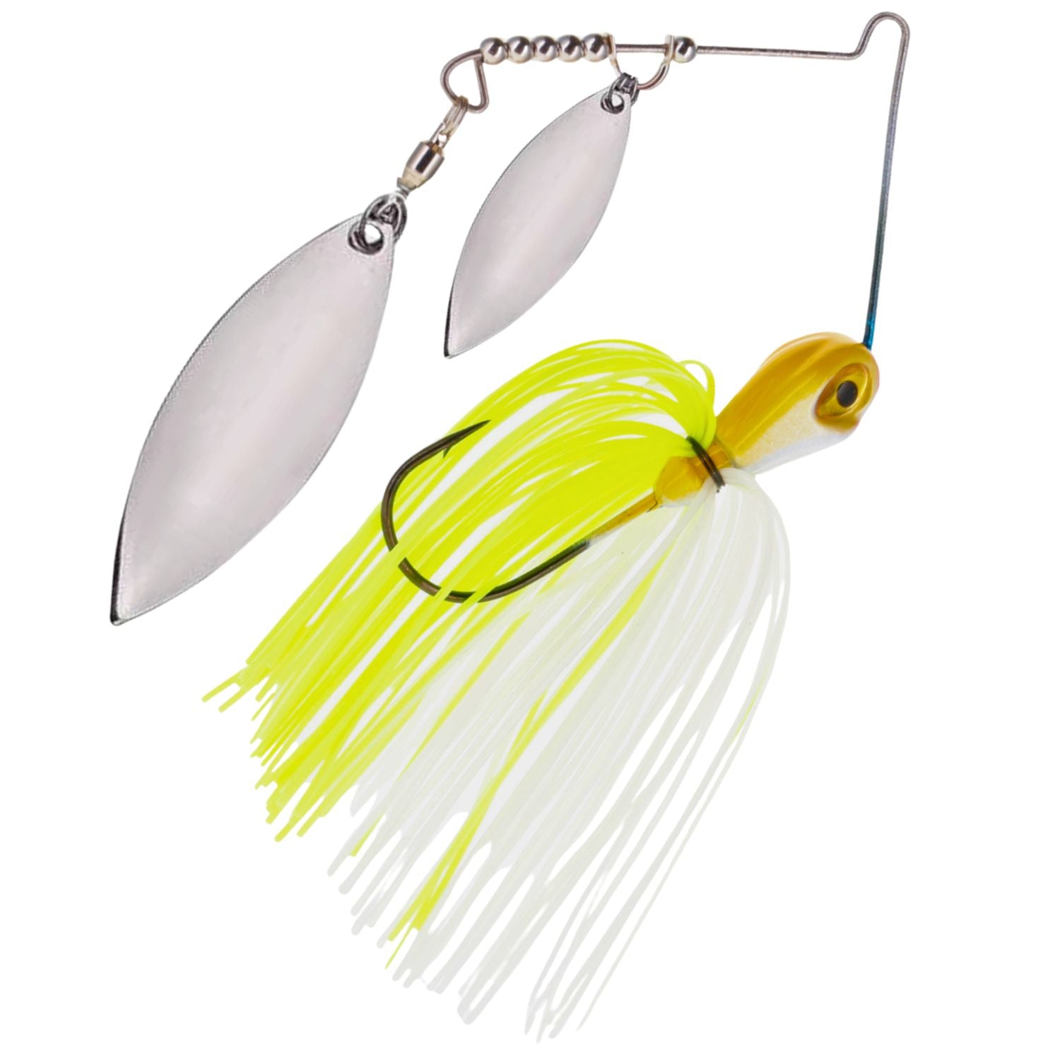 Reaction Tackle Tungsten Double Willow Blade Spinnerbait Jigs (2-Pack) - White Chartreuse / 1/2 oz