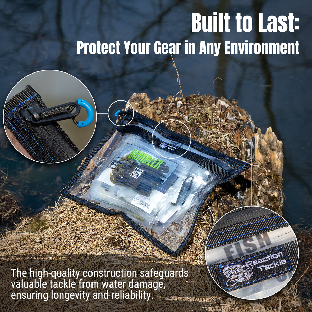 Reaction Tackle Clear Storage Bag Tackle Pak – Water-Resistant Plastic Storage - New - Reaction Tackle