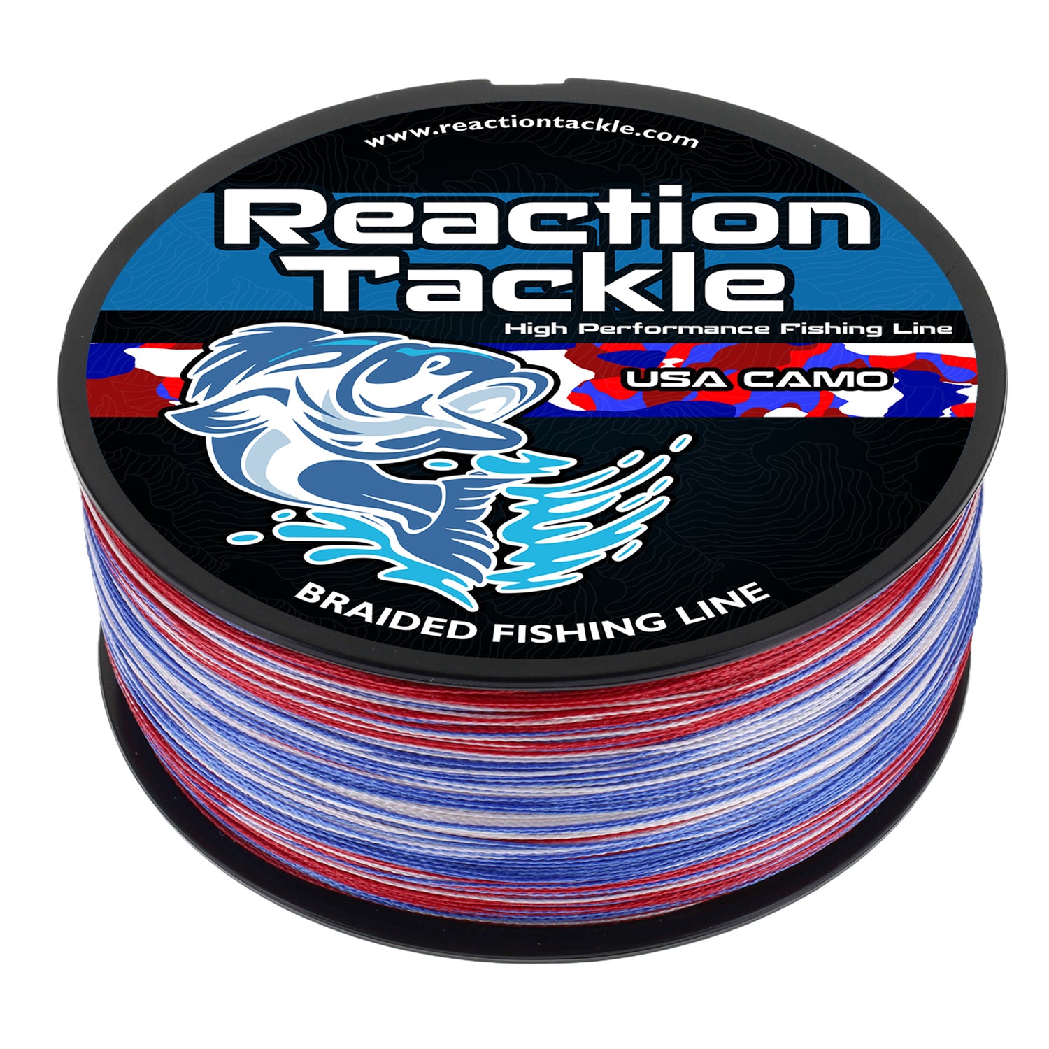 camo braided fishing line Reaction Tackle X8 - Aqua 8 Strand making a statement above the water Reaction Tackle Braided Fishing Line