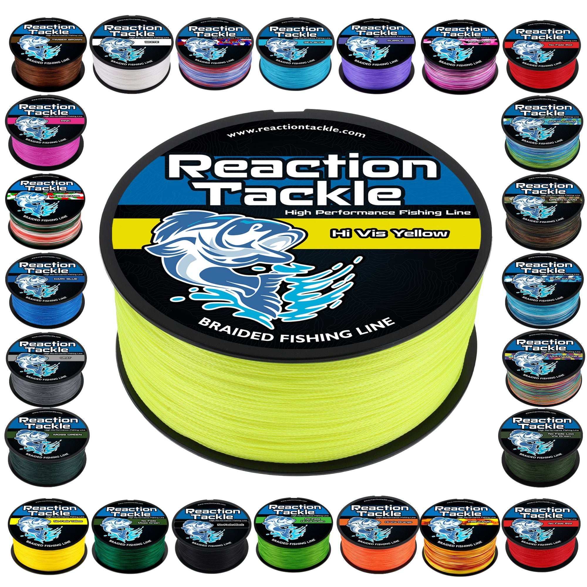 Reaction Tackle Braided Fishing Line X4 4-Strand | NO FADE, High