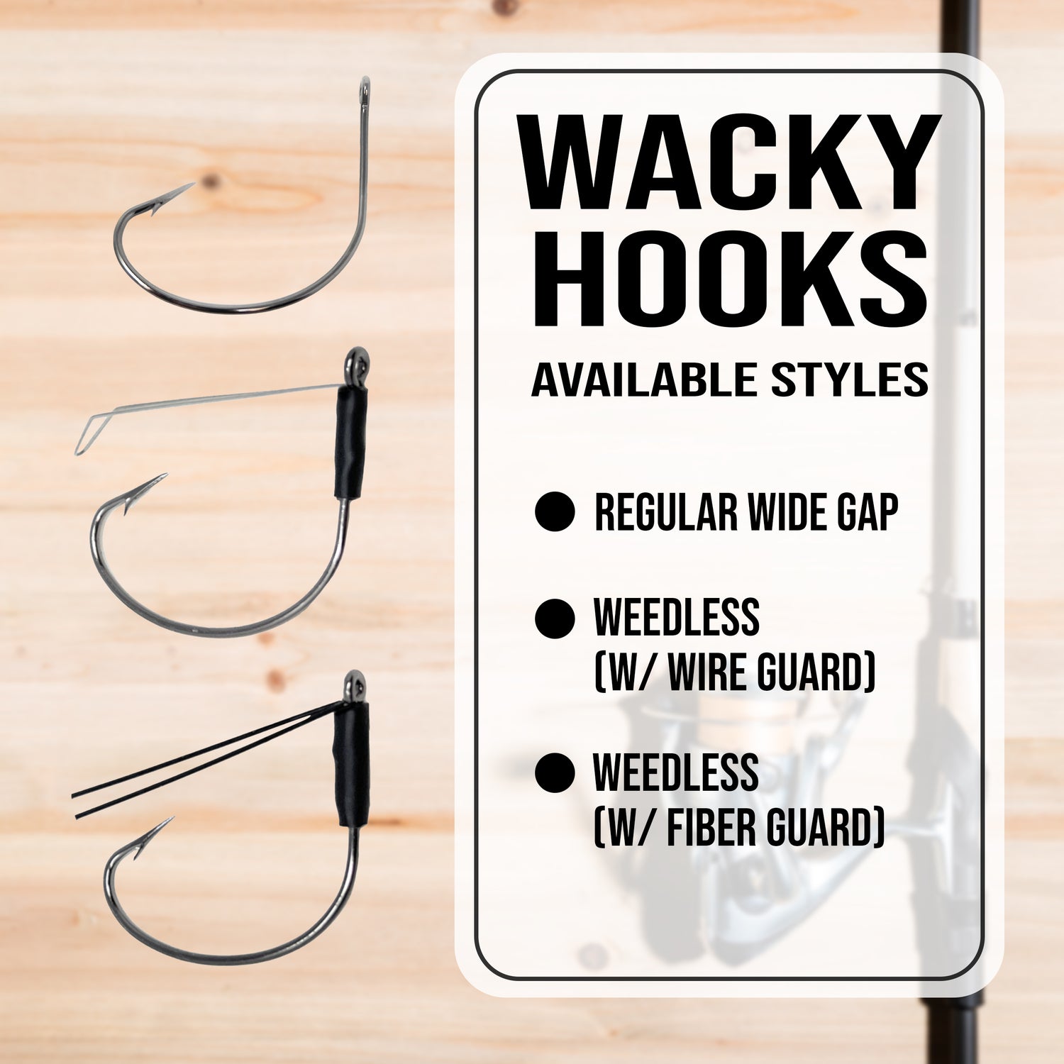 Reaction Tackle Wide Gap Wacky Hooks (25-PACK) #2/0 / Wire Weed Guard