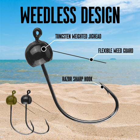 Reaction Tackle Tungsten Wacky Jig Heads (5-PACK) - Reaction Tackle