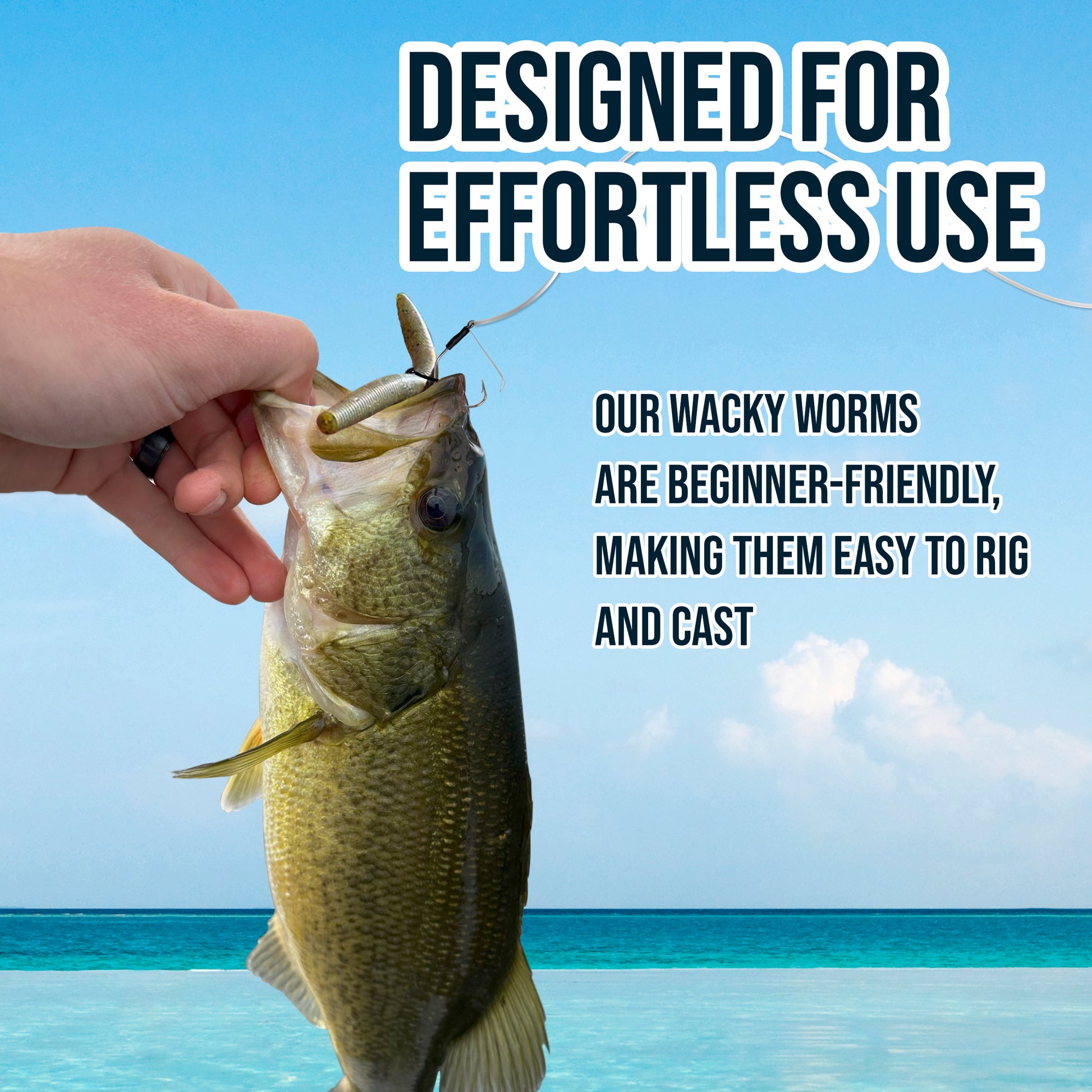 Worms Lures Soft Plastic Stick Bass Fishing Lure kit,80pcs Wacky