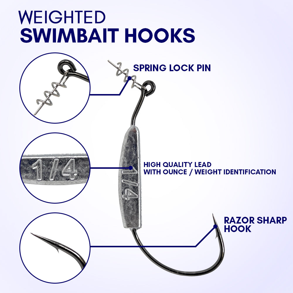 Swimbait Hooks  Weighted Swimbait Hooks - Weedless Swimbait Hooks