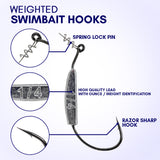 Reaction Tackle Lead Weighted Swimbait Hooks (10-PACK) - Reaction Tackle