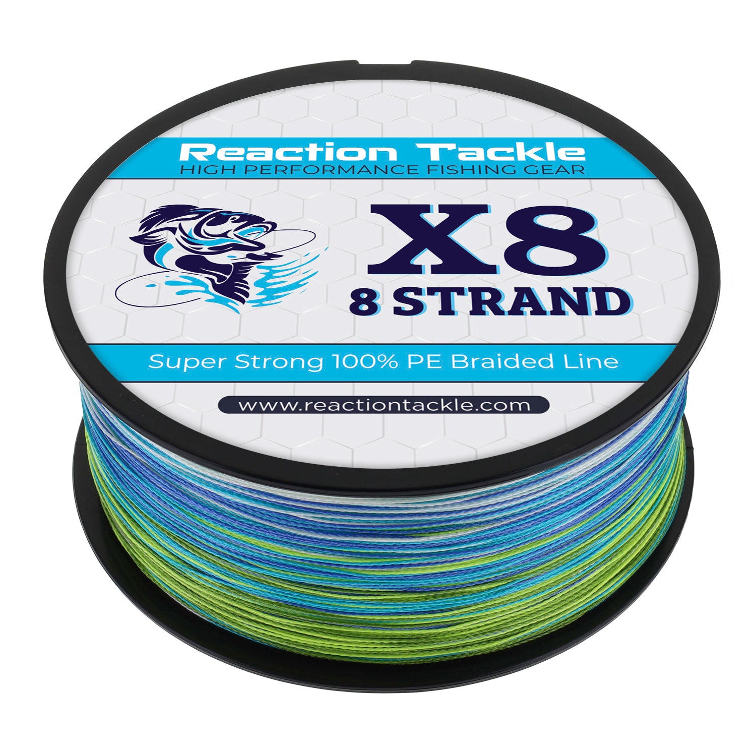 Reaction Tackle X8 Braided Fishing Line- Aqua Camo 8 Strand - Reaction Tackle