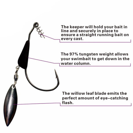 Reaction Tackle Bladed/Tungsten Weighted Swimbait Hooks- 3-Pack - Reaction Tackle