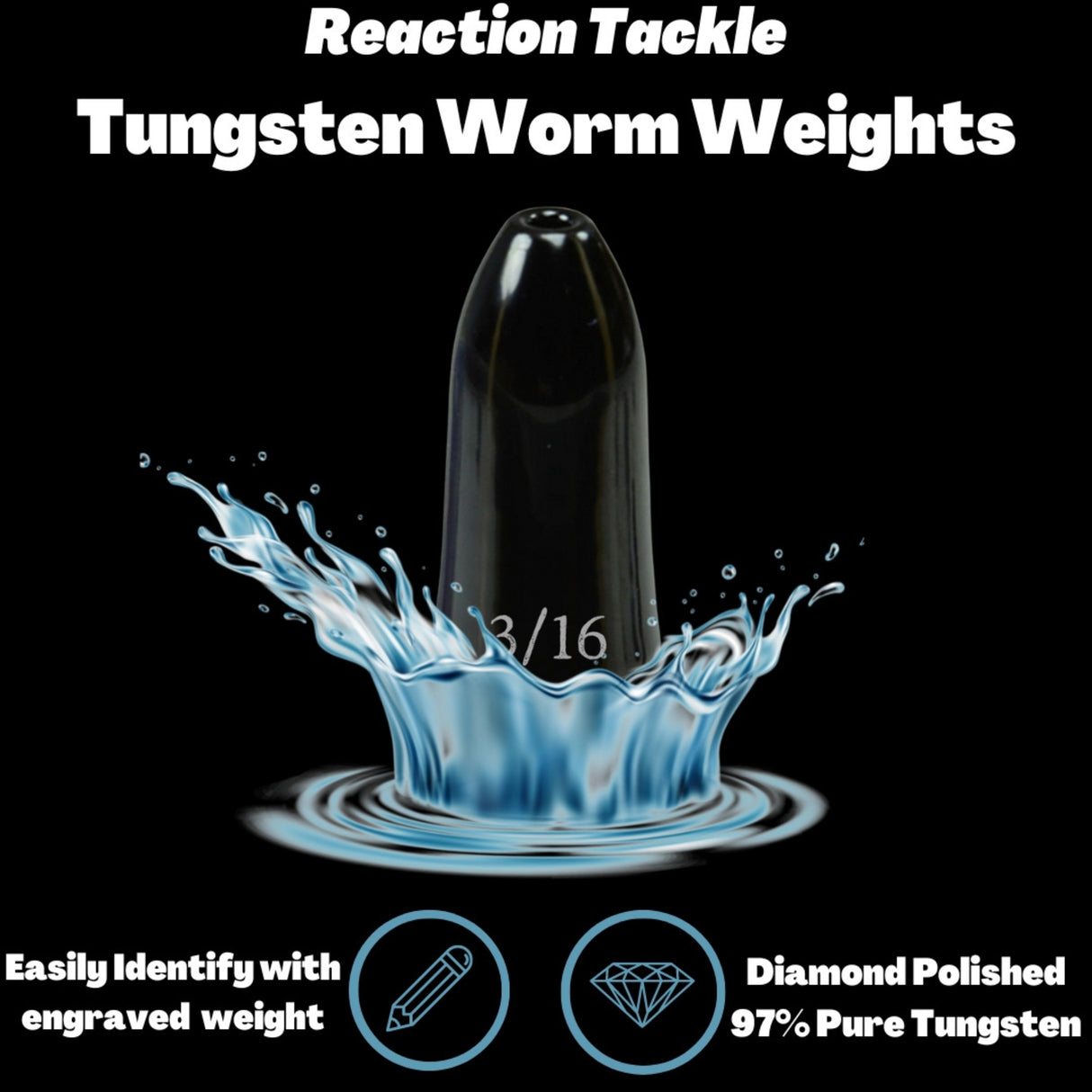 Reaction Tackle Tungsten Worm Weights / Bullet Shaped Sinkers - Reaction Tackle