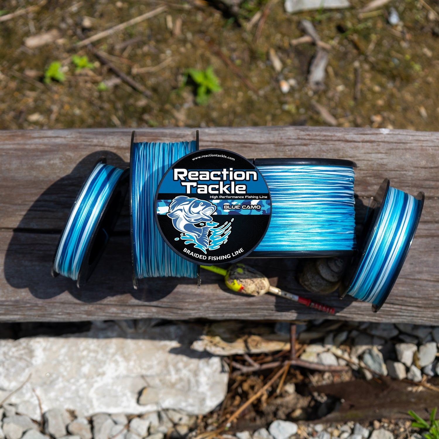 Reaction Tackle Braided Fishing Line - Blue Camo Reaction Tackle Braided Fishing Line - Blue Camo