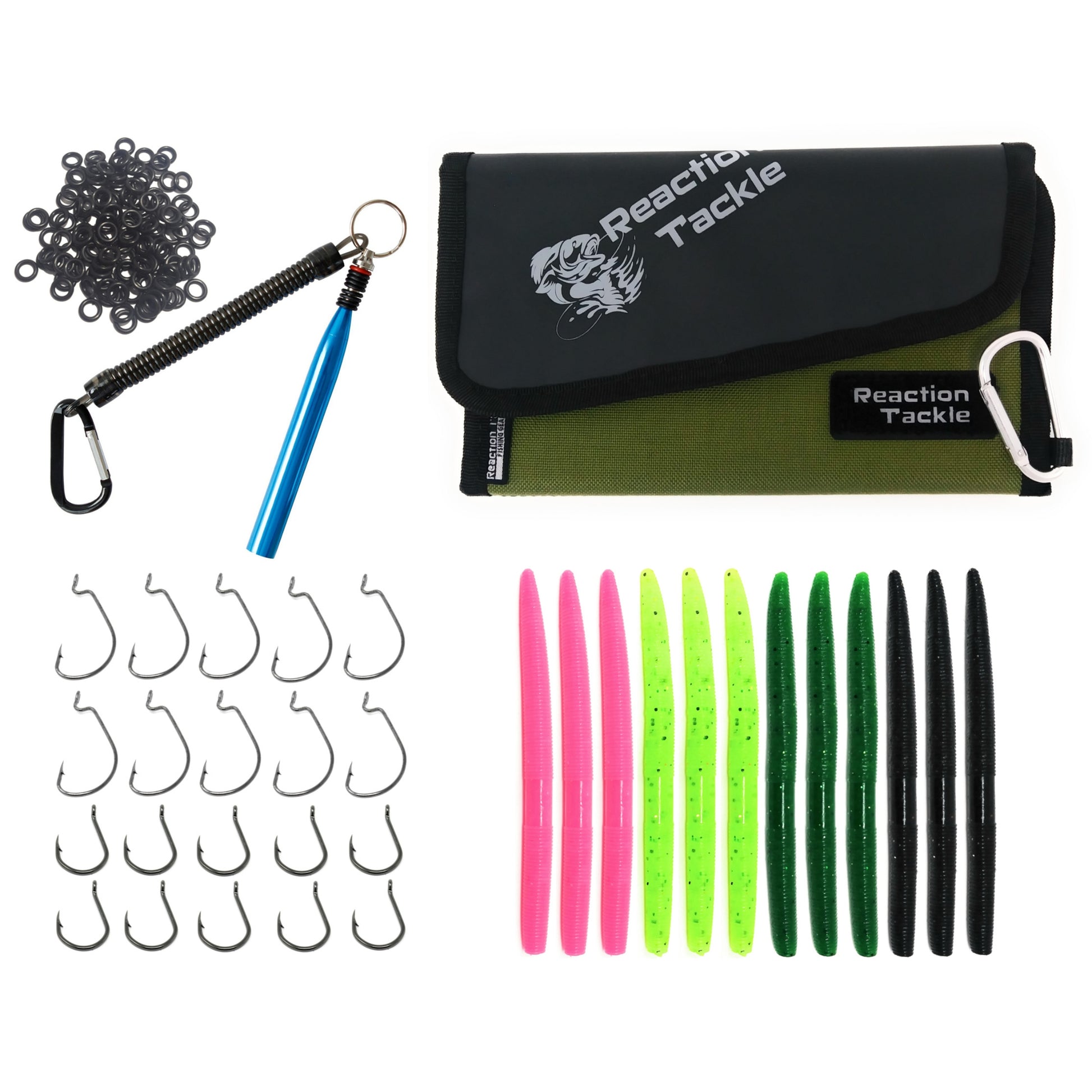 Bass Fishing Wacky Worm Kit, Wacky Rig Tool with O Rings, Weed Guard  Weedless Hooks, Worm Bait Hooks Soft Plastic Lures Set for Soft Stick Baits  (176pcs Kit), Soft Plastic Lures 