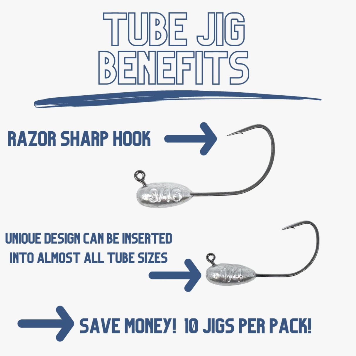 Reaction Tackle Lead Tube Jig Heads-10-Pack - Reaction Tackle