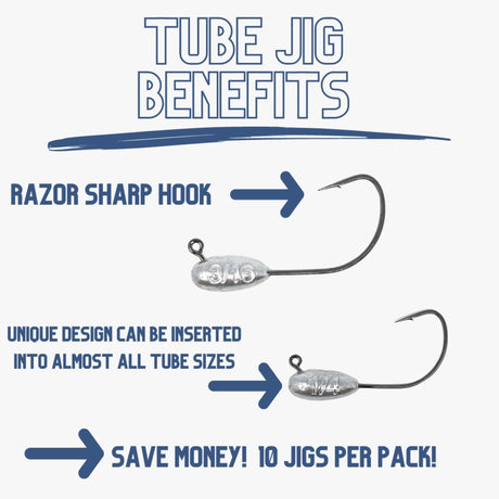 Reaction Tackle Lead Tube Jig Heads-10-Pack - Reaction Tackle