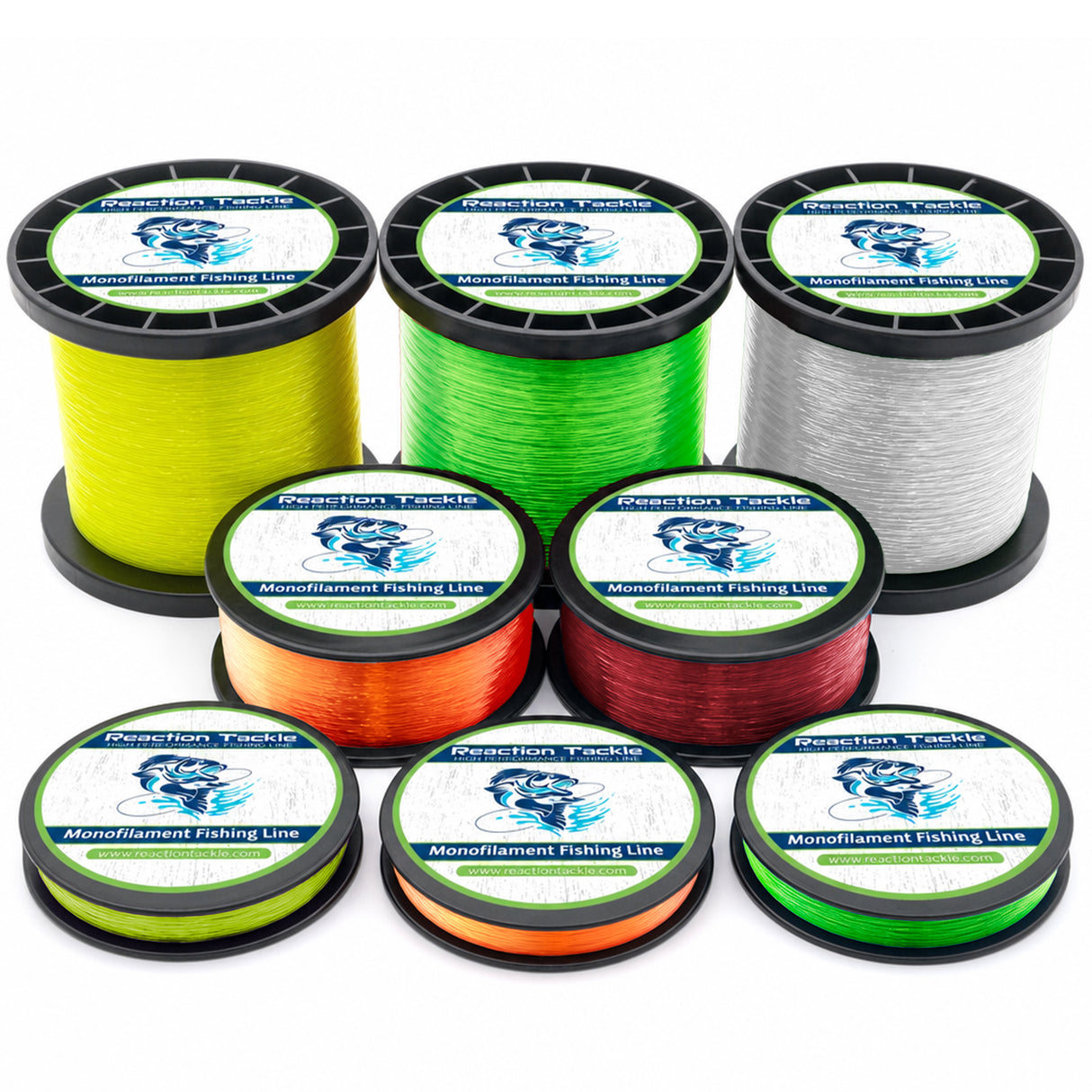 Reaction Tackle Monofilament Fishing 350yd-1lb Jumbo Spools- All Colors