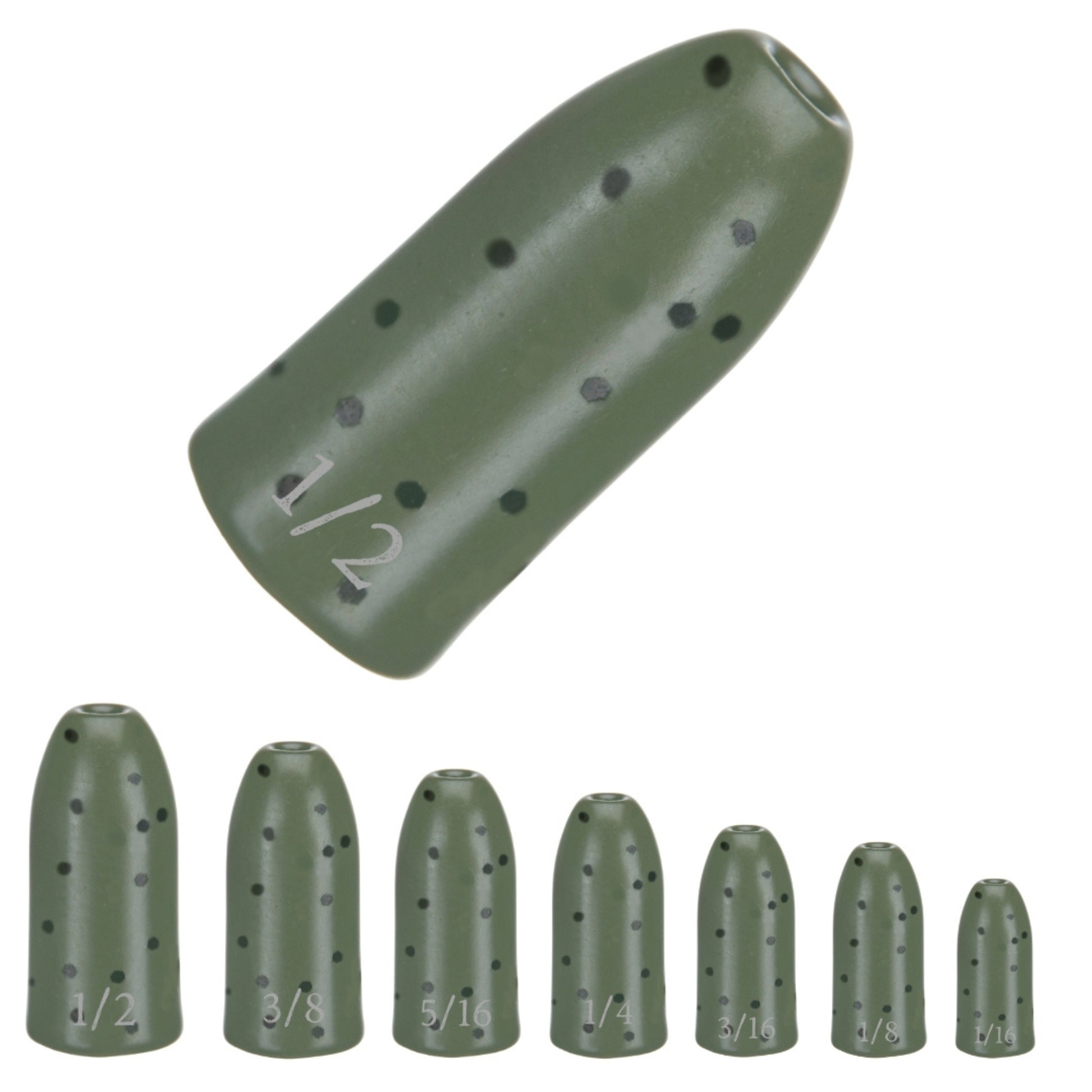 Fish-Field Tungsten Bullet Weights - Pumpkin Green