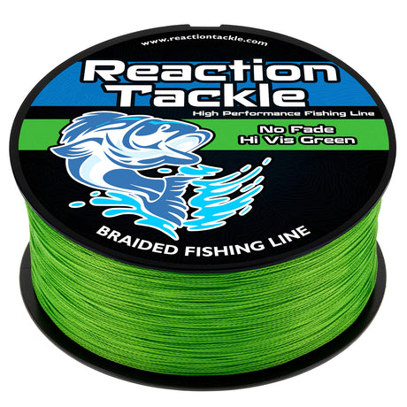 Reaction Tackle Braided Fishing Line - NO FADE Hi Vis Green - NEW - Reaction Tackle