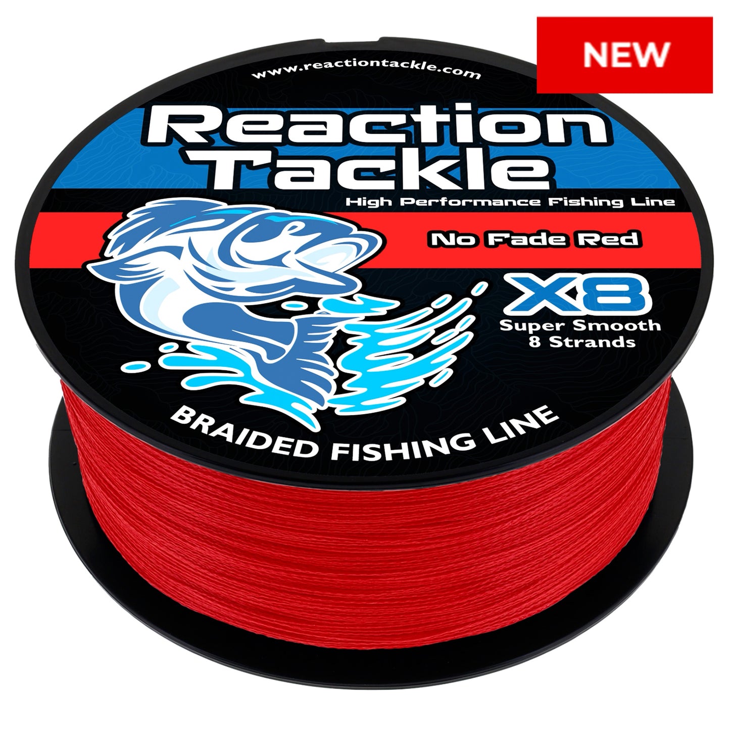 Reaction Tackle X8 Braided Fishing Line - NO FADE Red 8 Strand - NEW - Reaction Tackle
