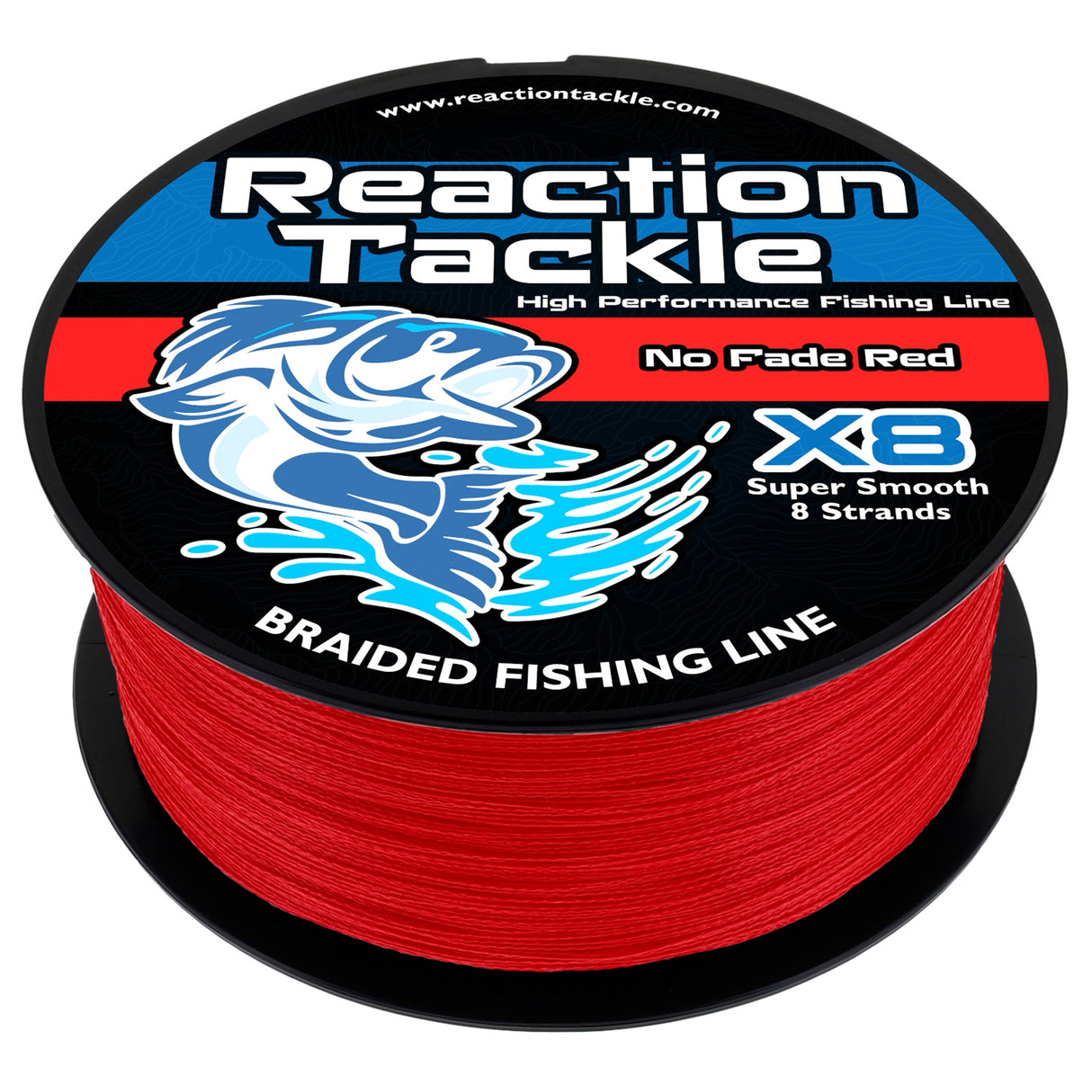 Reaction Tackle X8 Braided Fishing Line - NO FADE Red 8 Strand - NEW - Reaction Tackle