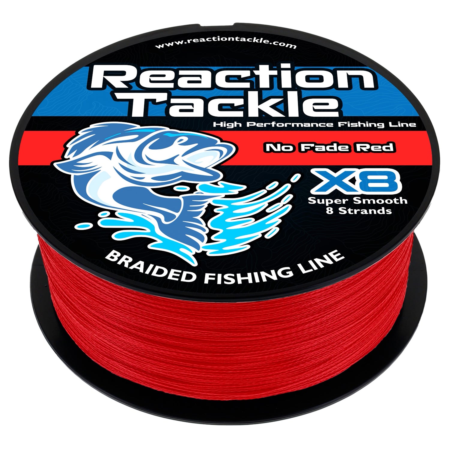 Reaction Tackle X8 Braided Fishing Line - NO FADE Red 8 Strand - NEW - Reaction Tackle